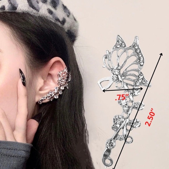 Butterfly  Ear Cuff Butterfly Ear Jewelry Cuff Earring Womens Earring - Picture 2 of 4